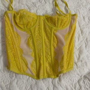 Urban Outfitters Yellow Lace Bustier Corset